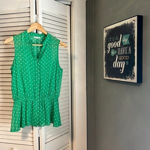 Green with white polka dot peplum top from Pleione EUC